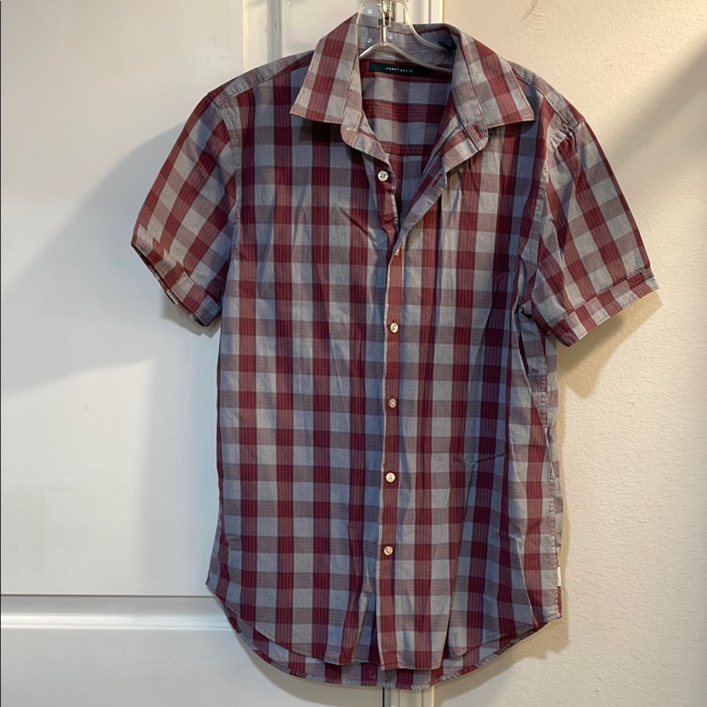 Men's Red and Blue Plaid Shirt